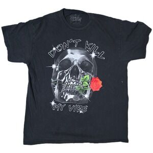 The Young and Wild Don't Kill My Vibe Skull Rose blk Graphic T‎ Shirt Men's
(Q)